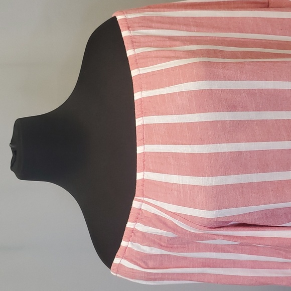 Fever Offshoulder Cotton Blouse washed Red with white stripes Wide Bell Sleeve S - Picture 3 of 7